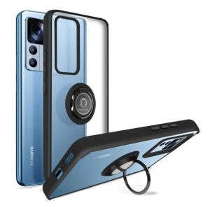 CAPA SILICONE TPU COM ANEL DE DEDO MAGNÉTICO XIAOMI 12T/12T PRO PRETO FOSCO