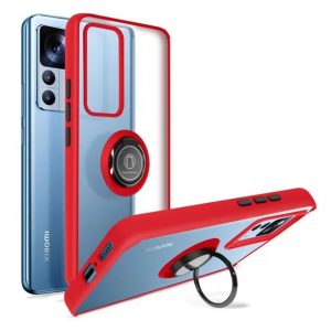 CAPA SILICONE TPU COM ANEL DE DEDO MAGNÉTICO XIAOMI 12T/12T PRO VERMELHO FOSCO