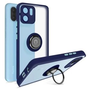 CAPA SILICONE TPU COM ANEL DE DEDO MAGNÉTICO XIAOMI REDMI A1 AZUL COM PROTETOR D