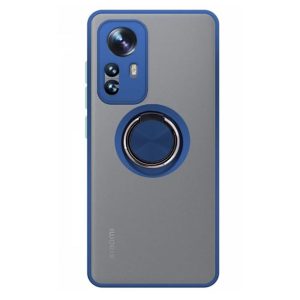 CAPA SILICONE TPU COM ANEL DE DEDO MAGNÉTICO XIAOMI 12 LITE AZUL COM PROTETOR DE