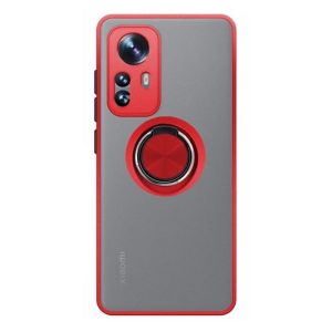 CAPA SILICONE TPU COM ANEL DE DEDO MAGNÉTICO XIAOMI 12 LITE VERMELHO COM PROTETO