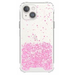 CAPA SILICONE COM DESENHO BLING GLITTER APPLE IPHONE 14 ROSA COM PROTETOR DE CÂM