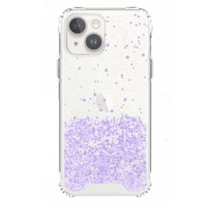 CAPA SILICONE COM DESENHO BLING GLITTER APPLE IPHONE 14 ROXO COM PROTETOR DE CÂM