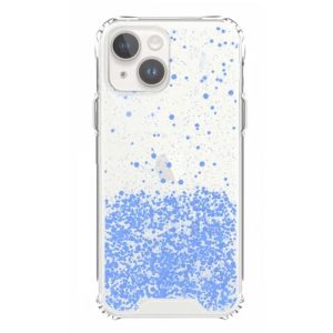 CAPA SILICONE COM DESENHO BLING GLITTER APPLE IPHONE 14 AZUL CLARO COM PROTETOR