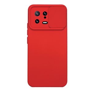CAPA SILICONE GEL XIAOMI 13 VERMELHO COM PROTETOR DE CÂMERA E JANELA DESLIZANTE