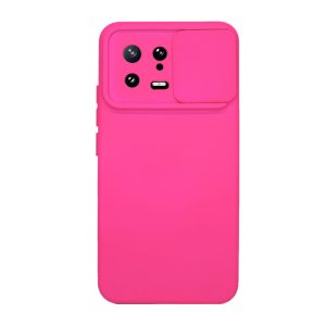 CAPA SILICONE GEL XIAOMI 13 ROSA CHOQUE COM PROTETOR DE CÂMERA E JANELA DESLIZAN