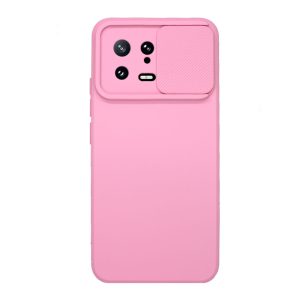 CAPA SILICONE GEL XIAOMI 13 ROSA CLARA COM PROTETOR DE CÂMERA E JANELA DESLIZANT