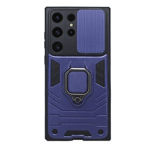 CAPA SILICONE ANTI-CHOQUE ANEL DE DEDO SAMSUNG GALAXY S23 ULTRA AZUL COM PROTETO