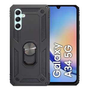 CAPA SILICONE TPU COM ANEL DE DEDO SAMSUNG GALAXY A34 5G PRETO ANTI-CHOQUE