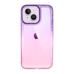 CAPA SILICONE GEL BUMPER APPLE IPHONE 14 ROXO ROSA GRADIENTE ELEKTRO