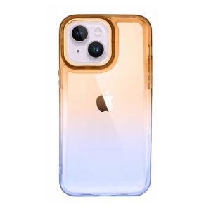 CAPA SILICONE GEL BUMPER APPLE IPHONE 14 LARANJA AZUL GRADIENTE ELEKTRO