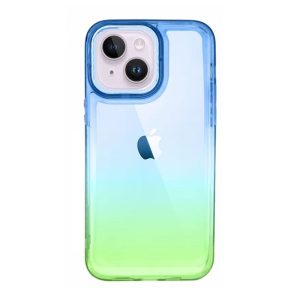 CAPA SILICONE GEL BUMPER APPLE IPHONE 14 PLUS AZUL VERDE GRADIENTE ELEKTRO