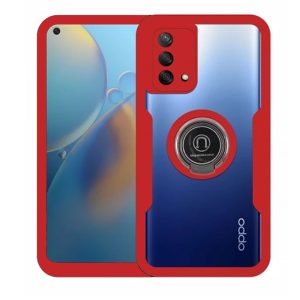 CAPA SILICONE DURA 360º COM ANEL DE DEDO OPPO A74 4G VERMELHO COM PROTETOR DE CÂ