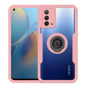 CAPA SILICONE DURA 360º COM ANEL DE DEDO OPPO A74 4G ROSA COM PROTETOR DE CÂMERA