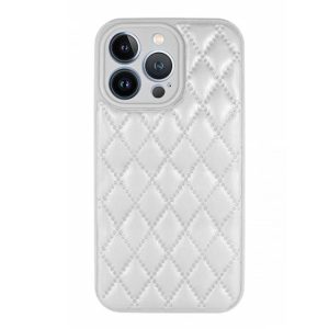 CAPA SILICONE APPLE IPHONE 14 PRO MAX BRANCO LEATHER ALMOFADADA COM PROTETOR DE