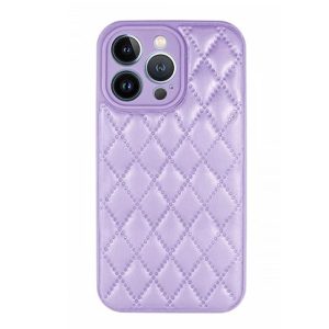 CAPA SILICONE APPLE IPHONE 14 PRO MAX LILÁS LEATHER ALMOFADADA COM PROTETOR DE C