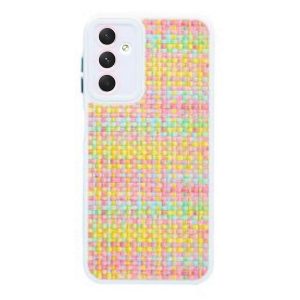 CAPA SILICONE GEL SAMSUNG GALAXY A54 5G BRANCO TECIDO TWEED COM PROTETOR DE CÂME