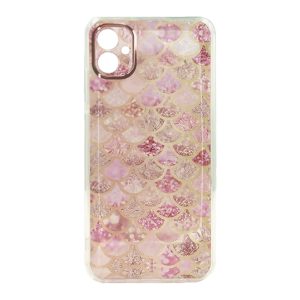 CAPA SILICONE DURA SAMSUNG GALAXY A04E DESENHO MÁRMORE ROSA COM PROTETOR DE CÂME