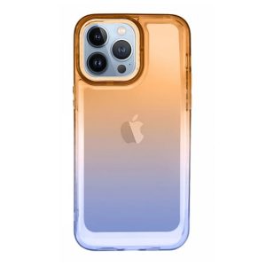 CAPA SILICONE GEL BUMPER APPLE IPHONE 13 PRO LARANJA AZUL GRADIENTE ELEKTRO