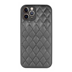 CAPA SILICONE APPLE IPHONE 13 PRO PRETO LEATHER ALMOFADADA COM PROTETOR DE CAMER