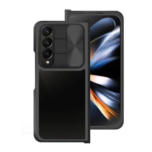 CAPA SILICONE TPU SAMSUNG GALAXY Z FOLD4 PRETO COM JANELA DESLIZANTE