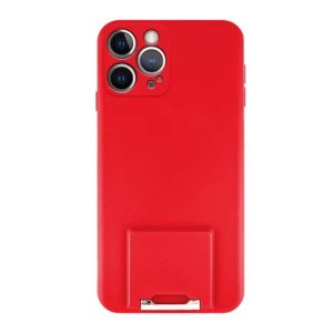 CAPA SILICONE APPLE IPHONE 13 PRO VERMELHO COM PROTETOR DE CÂMERA E SUPORTE