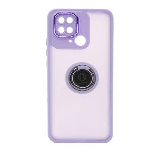 CAPA SILICONE TPU COM ANEL DE DEDO MAGNÉTICO XIAOMI REDMI 10C LILÁS COM PROTETOR