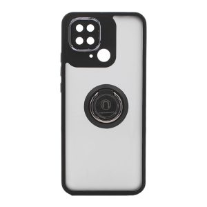 CAPA SILICONE TPU COM ANEL DE DEDO MAGNÉTICO XIAOMI REDMI 10C PRETO COM PROTETOR