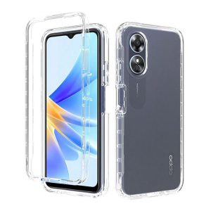CAPA SILICONE DURA 360º OPPO A17/A17K TRANSPARENTE COM PROTETOR DE CÂMERA