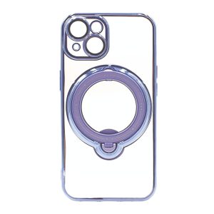 CAPA SILICONE COM ANEL DE DEDO APPLE IPHONE 14 AZUL COM LENTE PROTETORA DE CÂMER