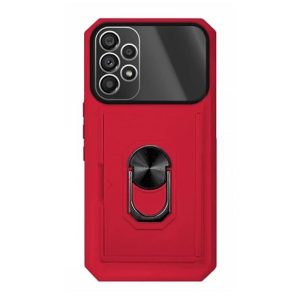CAPA SILICONE DURA E METAL KICKSTAND SAMSUNG GALAXY A13 4G VERMELHO COM PROTETOR