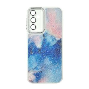 CAPA SILICONE TPU SAMSUNG GALAXY A24 4G AZUL GLITTER COM LENTE PROTETORA DE CÂME