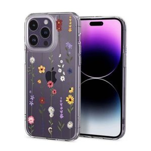 CAPA SILICONE APPLE IPHONE 15 TRANSPARENTE FLOR DESIGN 4 COM PROTETOR DE CÂMERA