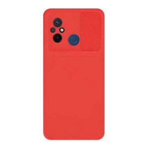 CAPA SILICONE GEL XIAOMI REDMI 12C VERMELHO COM PROTETOR DE CÂMERA E JANELA DESL