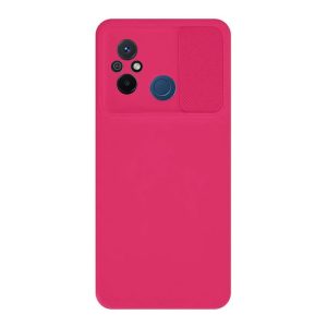 CAPA SILICONE GEL XIAOMI REDMI 12C ROSA COM PROTETOR DE CÂMERA E JANELA DESLIZAN