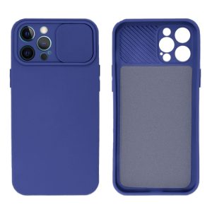 CAPA SILICONE GEL APPLE IPHONE 14 PRO MAX AZUL ESCURO COM PROTETOR DE CÂMERA E J