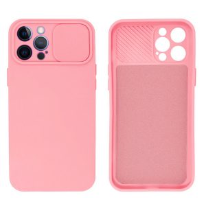 CAPA SILICONE GEL APPLE IPHONE 14 PRO MAX ROSA CLARA COM PROTETOR DE CÂMERA E JA