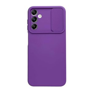 CAPA SILICONE GEL SAMSUNG GALAXY A14 ROXO COM PROTETOR DE CAMERA E JANELA DESLIZ