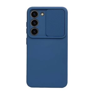 CAPA SILICONE GEL SAMSUNG GALAXY S23 AZUL ESCURO COM PROTETOR DE CÂMERA E JANELA
