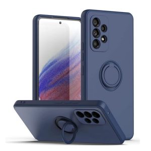 CAPA SILICONE COM ANEL DE DEDO SAMSUNG GALAXY A23 AZUL ESCURO COM PROTETOR DE CÂ