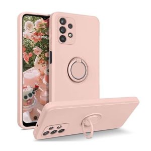CAPA SILICONE COM ANEL DE DEDO SAMSUNG GALAXY A23 ROSA COM PROTETOR DE CÂMERA