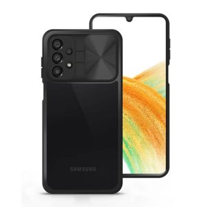 CAPA SILICONE TPU SAMSUNG GALAXY A23 5G PRETO AUTO FOCUS COM JANELA DESLIZANTE