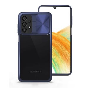 CAPA SILICONE TPU SAMSUNG GALAXY A23 5G AZUL ESCURO AUTO FOCUS COM JANELA DESLIZ