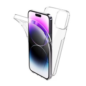 CAPA SILICONE DURA 360º APPLE IPHONE 15 PRO MAX TRANSPARENTE
