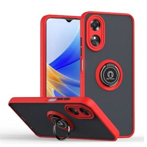 CAPA SILICONE TPU COM ANEL DE DEDO MAGNÉTICO OPPO A17/A17K VERMELHO COM PROTETOR