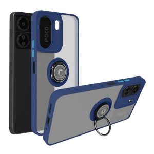 CAPA SILICONE TPU COM ANEL DE DEDO MAGNÉTICO XIAOMI REDMI 13C 4G AZUL