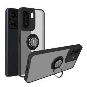 CAPA SILICONE TPU COM ANEL DE DEDO MAGNETICO XIAOMI REDMI 13C 4G PRETO