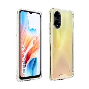 CAPA SILICONE DURA ANTI-CHOQUE OPPO A38 4G/A18 TRANSPARENTE COM PROTETOR DE CÂME