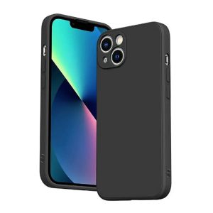 CAPA SILICONE APPLE IPHONE 14 PRETO COM PROTETOR DE CÂMERA ROBUSTA