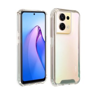 CAPA SILICONE DURA ANTI-CHOQUE OPPO RENO8 PRO TRANSPARENTE COM PROTETOR DE CÂMER